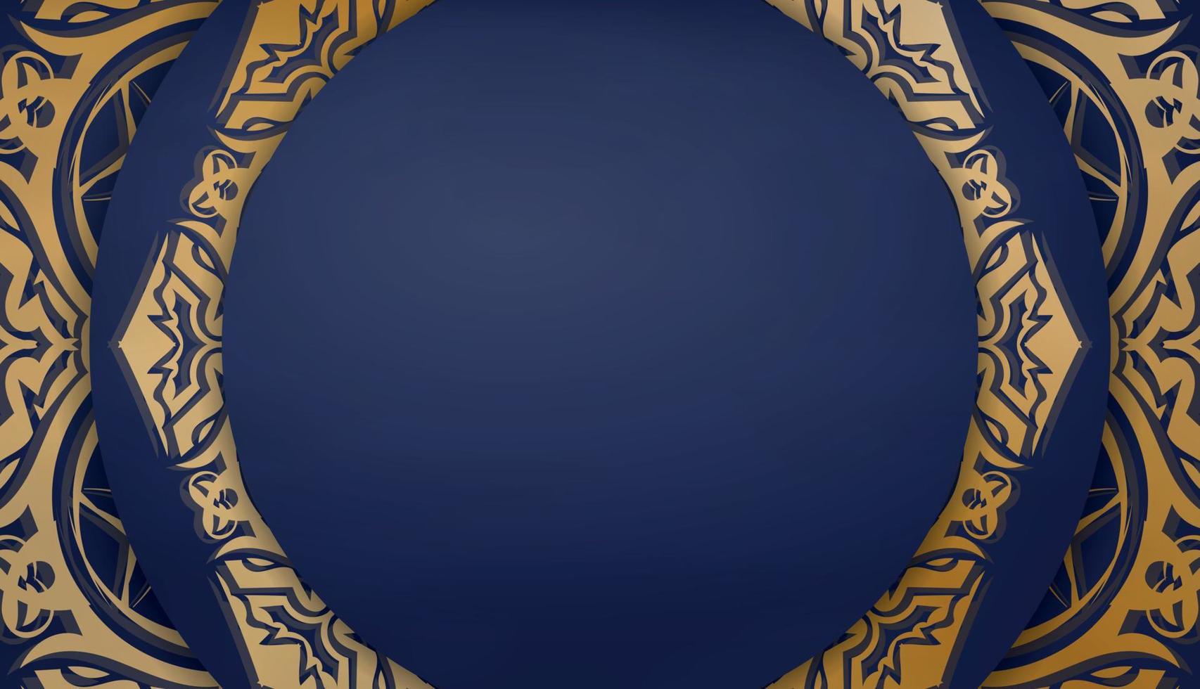 baner van donkerblauwe kleur met mandala gouden ornament voor ontwerp onder uw logo of tekst vector