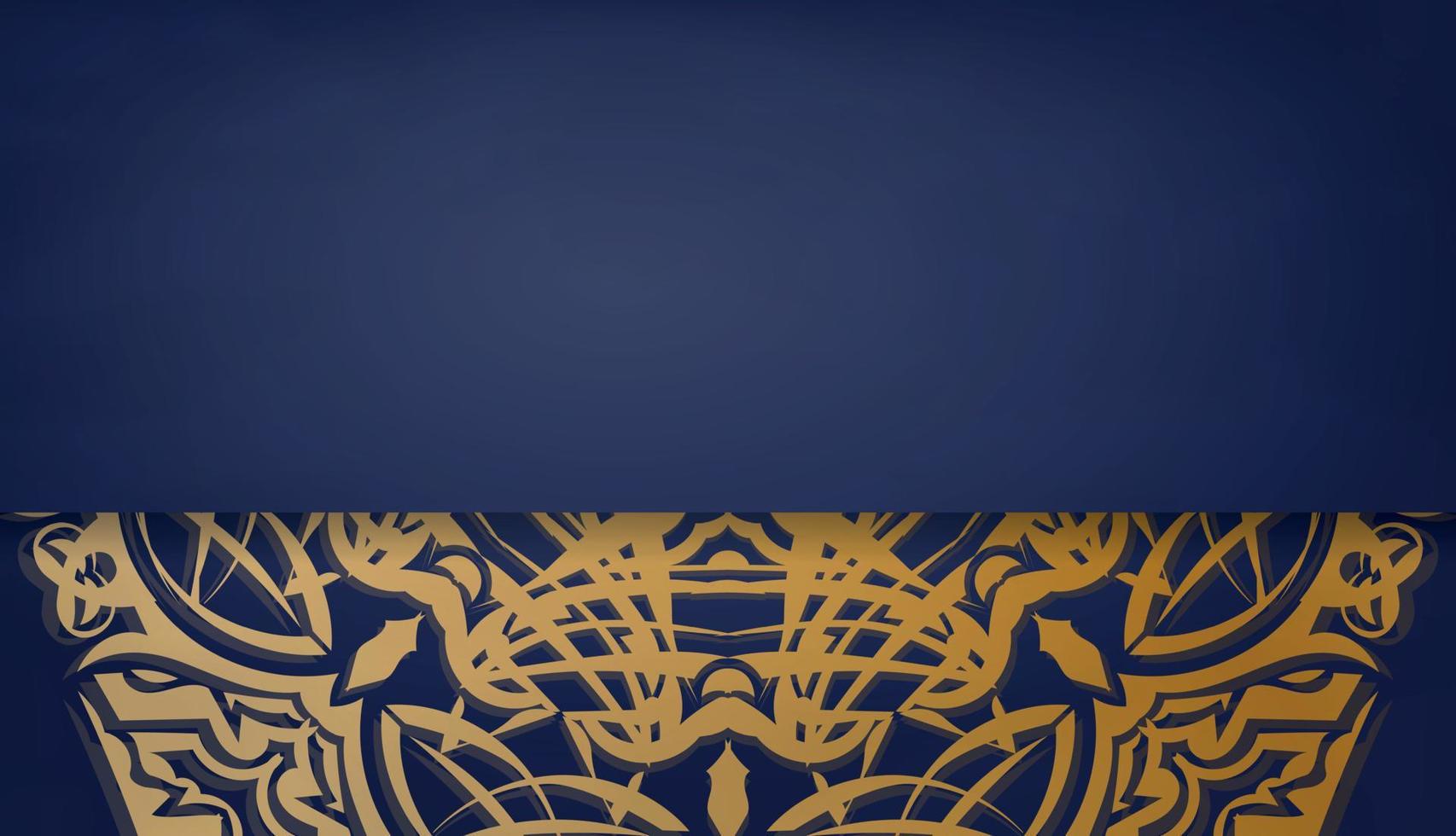 donker blauw banier met wijnoogst goud ornamenten en ruimte voor uw logo of tekst vector