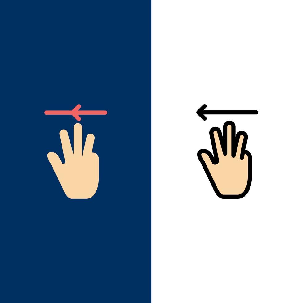 hand- hand- cursor omhoog links pictogrammen vlak en lijn gevulde icoon reeks vector blauw achtergrond