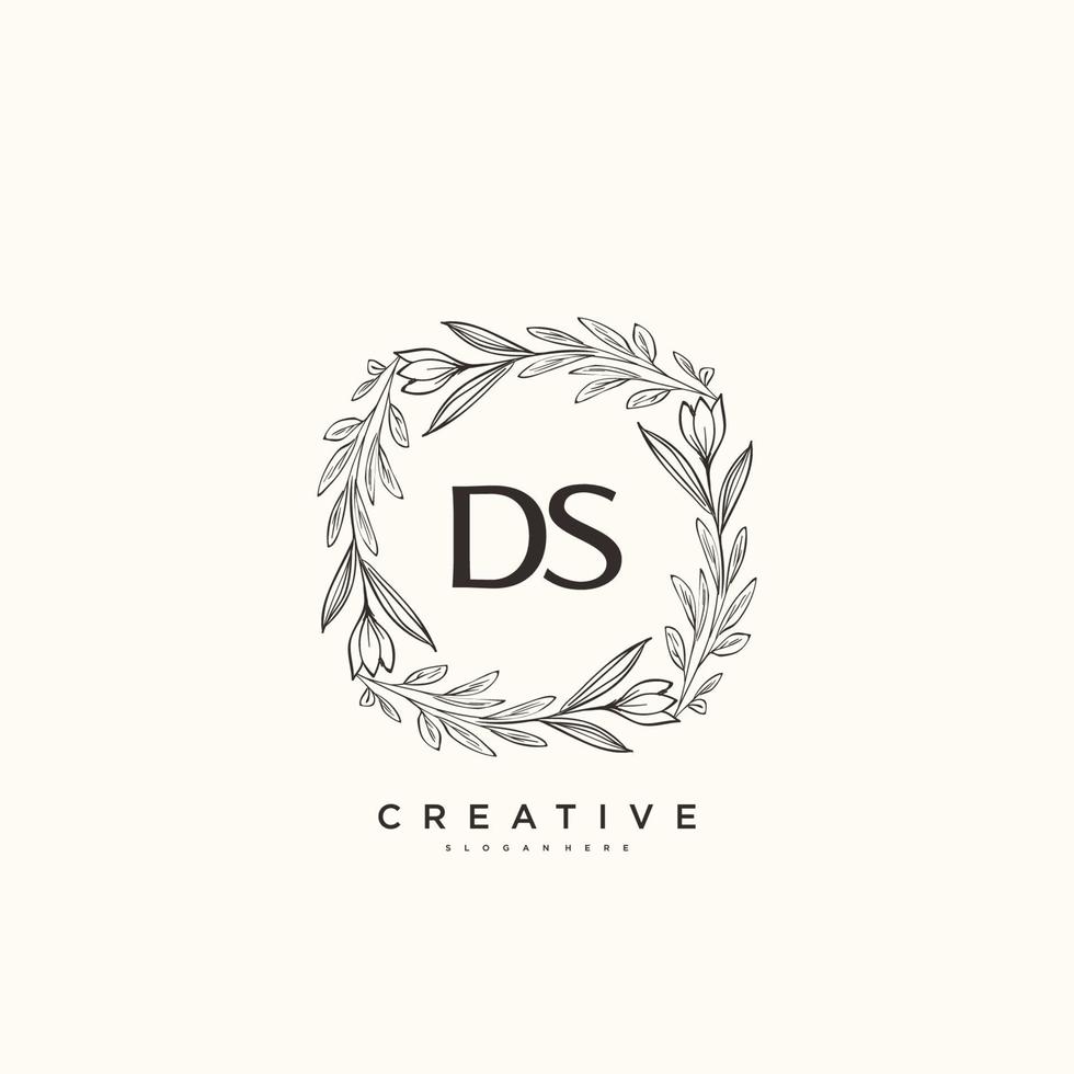 ds schoonheid vector eerste logo kunst, handschrift logo van eerste handtekening, bruiloft, mode, juwelen, boetiek, bloemen en botanisch met creatief sjabloon voor ieder bedrijf of bedrijf.
