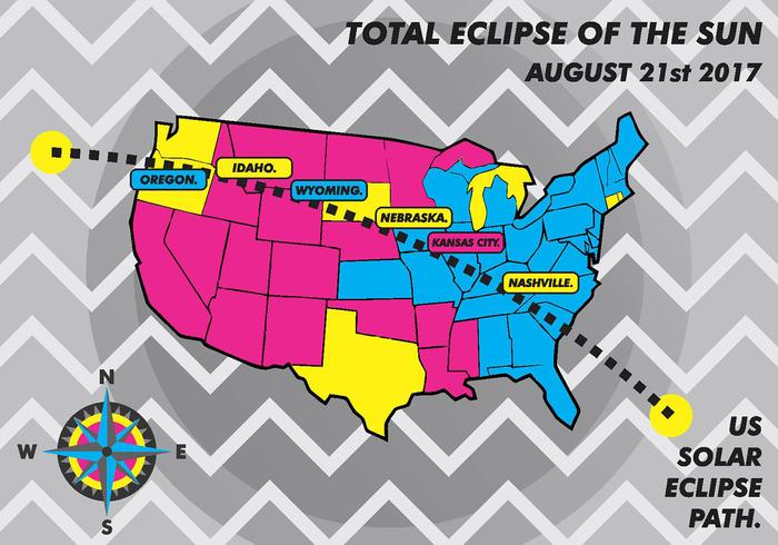 US Solar Eclipse Path Kaart Vector Achtergrond