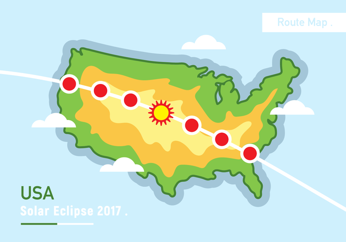 VS zonsverduistering kaart vector