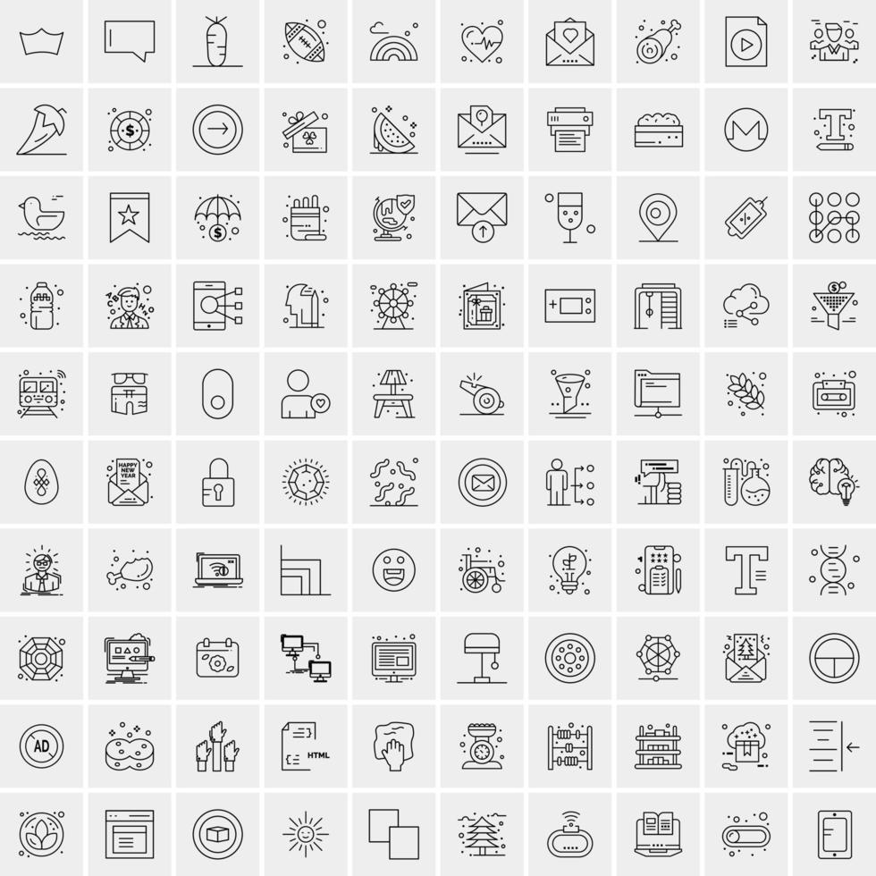 100 universeel zwart lijn pictogrammen Aan wit achtergrond vector