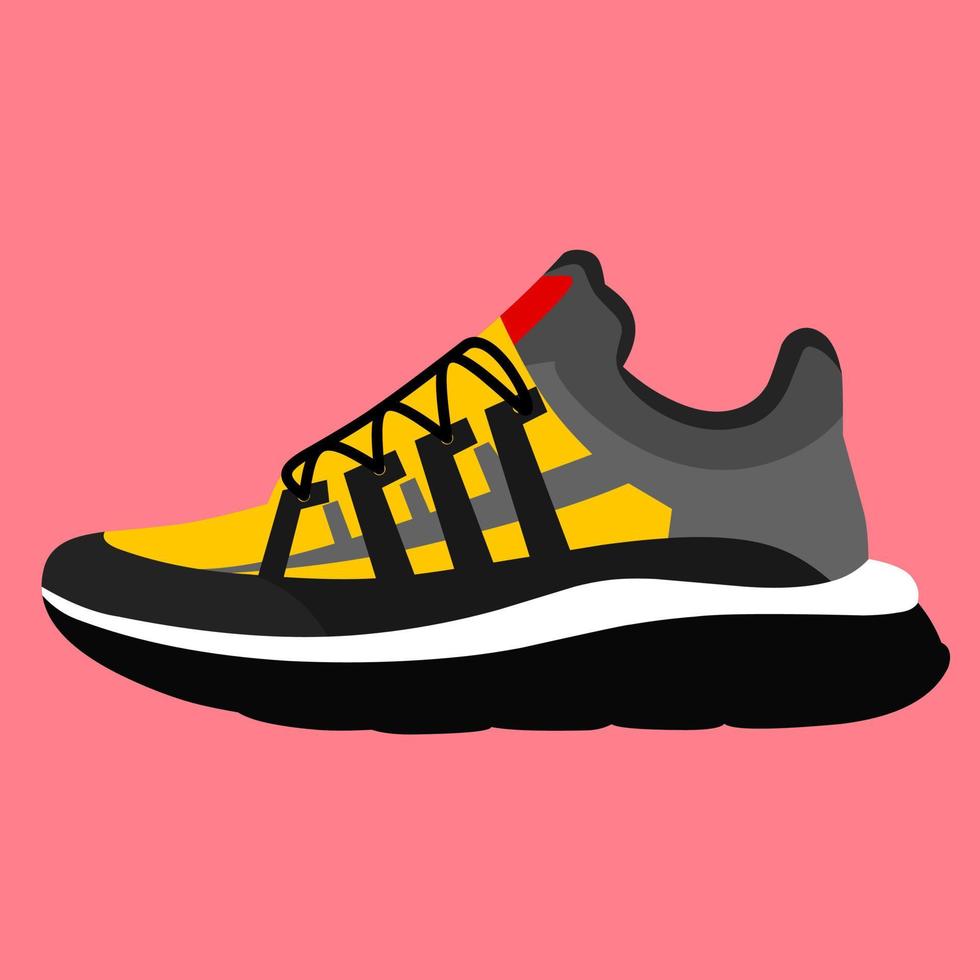 sneaker schoenen Aan een roze achtergrond. vlak ontwerp concept. vector illustratie. sportschoenen in een vlak stijl. kant visie sportschoenen. mode sportschoenen.