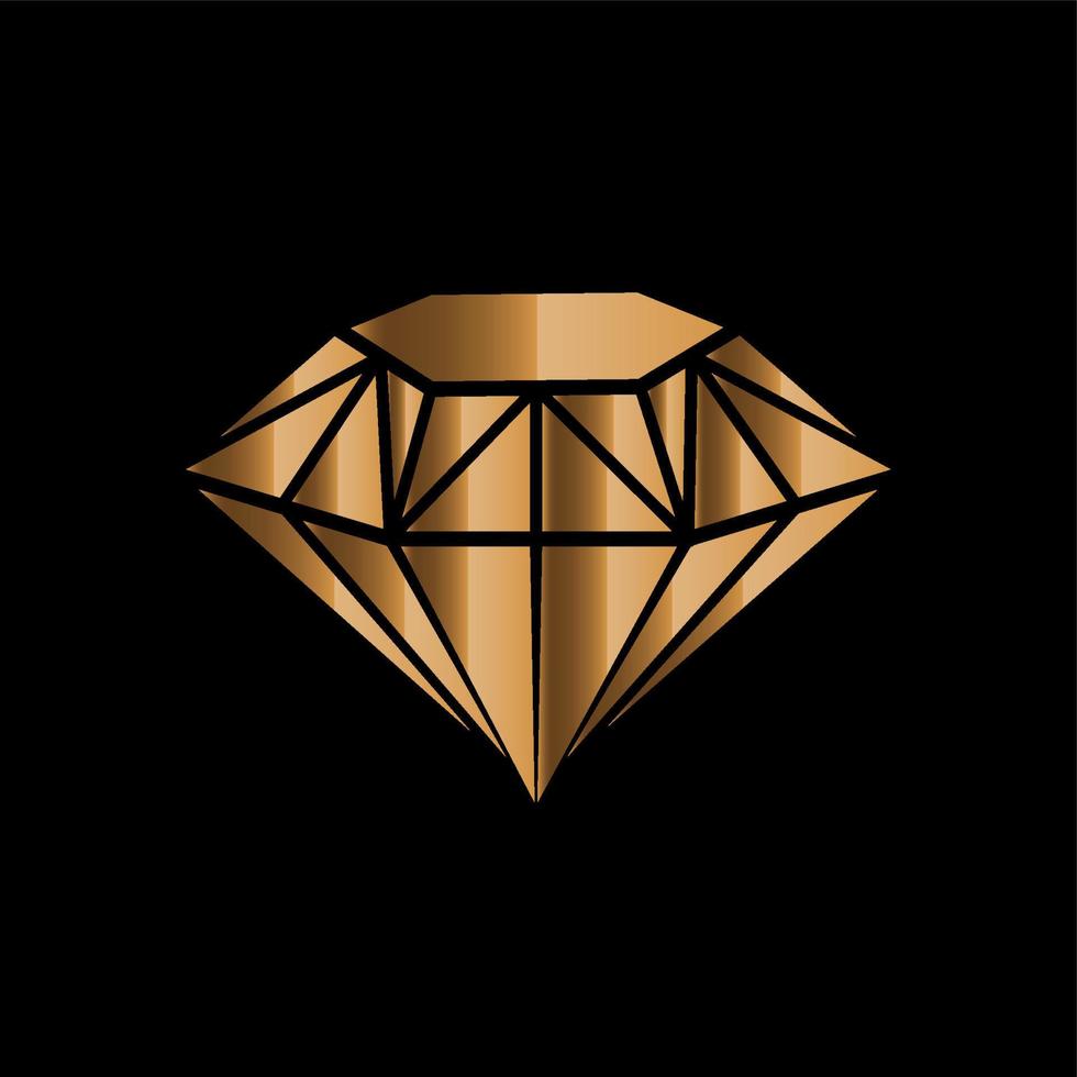 3d diamant vorm goud logo, gouden luxe icoon geïsoleerd Aan zwart achtergrond, vector illustratie