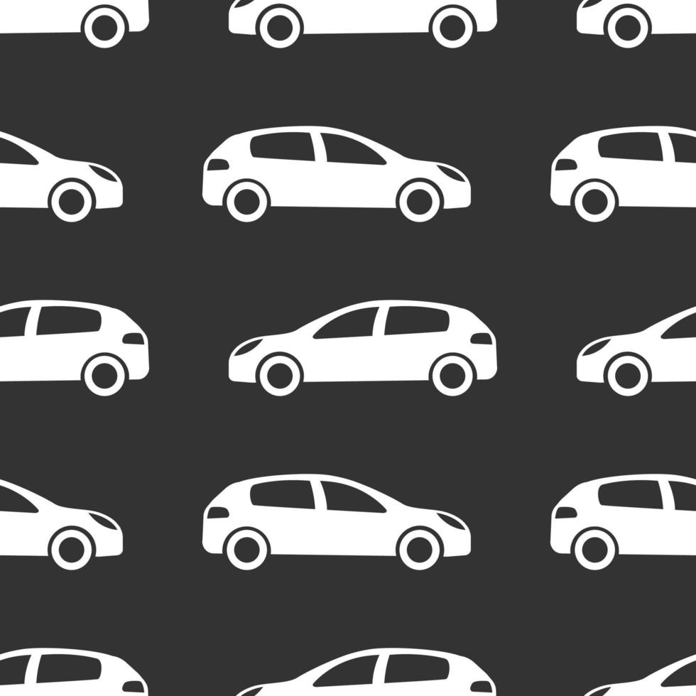 naadloos patroon met wit auto's Aan zwart achtergrond. vector illustratie.