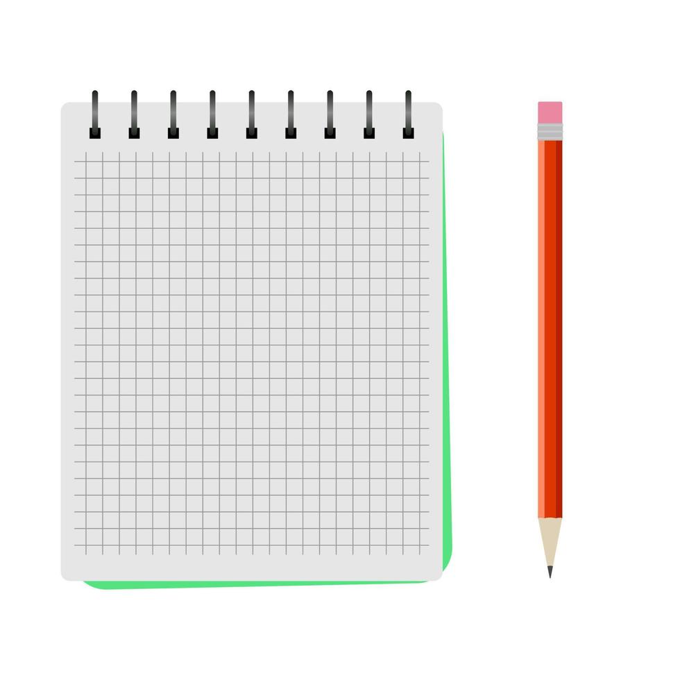 vector notitieboekje met een rood potlood Aan een wit achtergrond