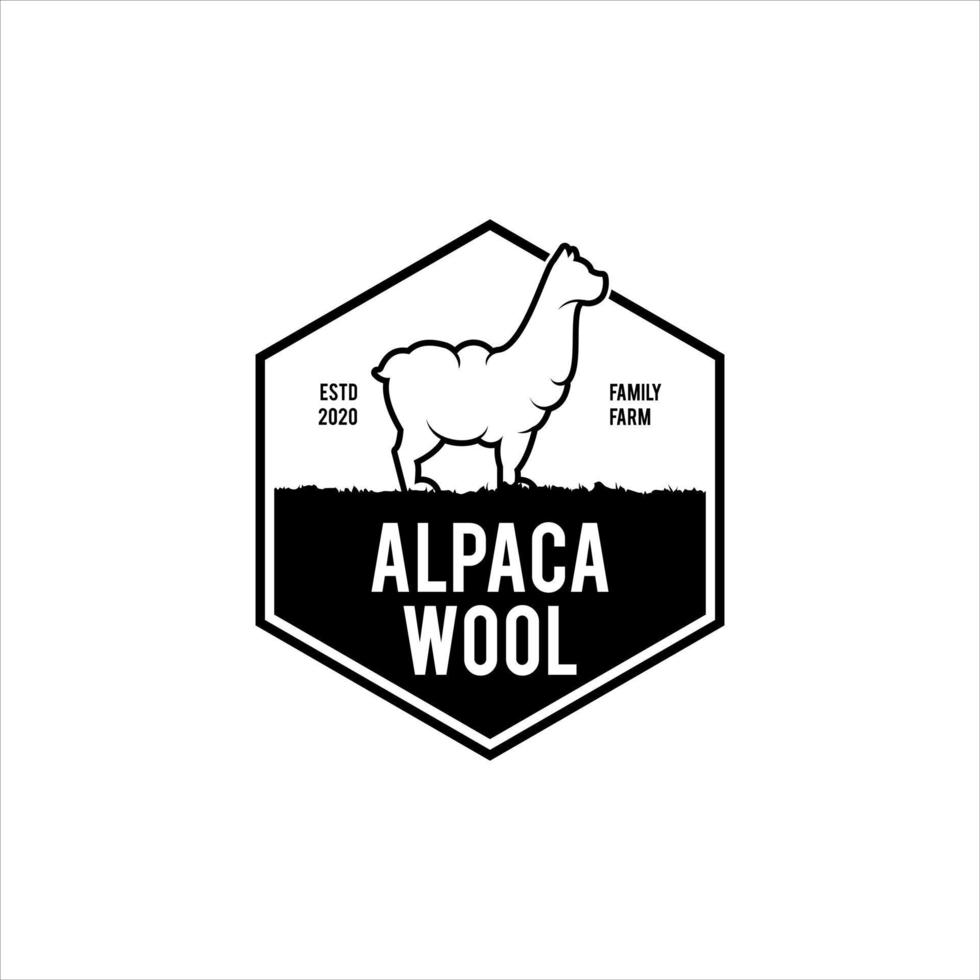 alpaca wol logo gemakkelijk insigne embleem vector