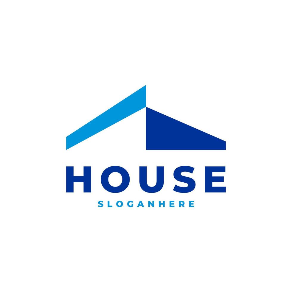 blauw huis facade architect logo ontwerp vector sjabloon.