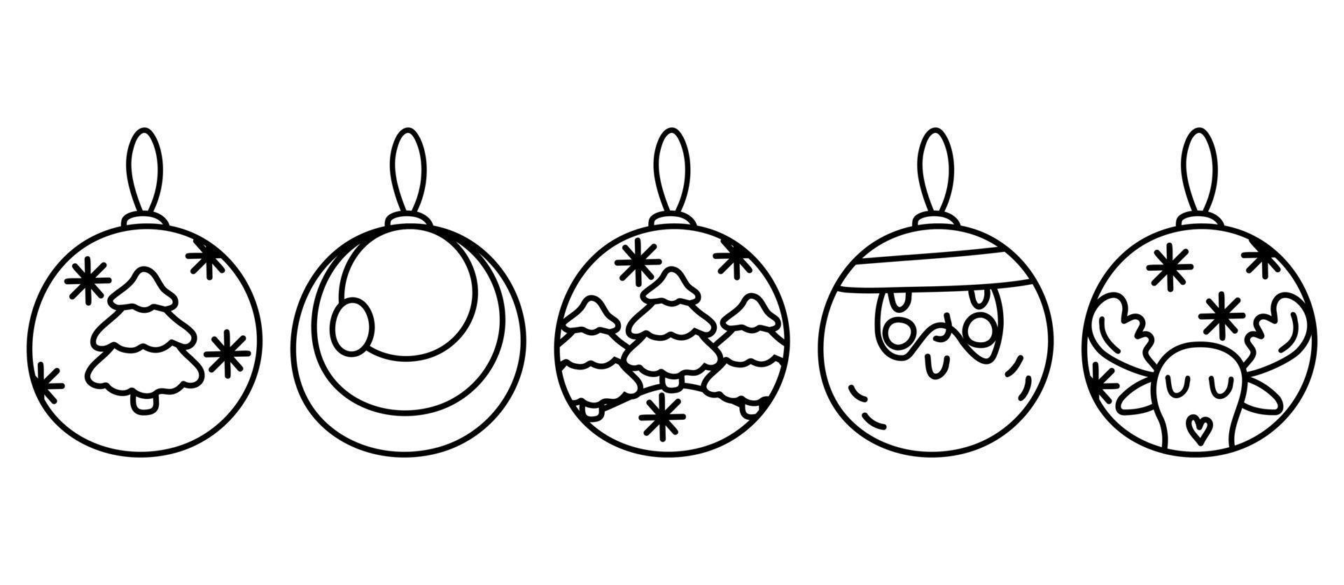 tekening Kerstmis ballen. een reeks van geïsoleerd realistisch decoraties. vector illustratie.