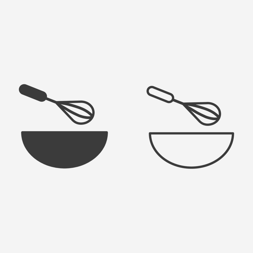 keuken, koken, voedsel, bakkerij, voorbereiding icoon vector symbool teken reeks