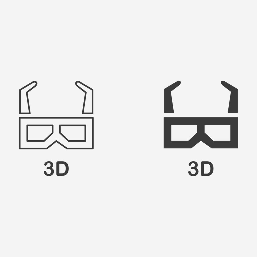 3d bioscoop film bril icoon vector symbool teken reeks