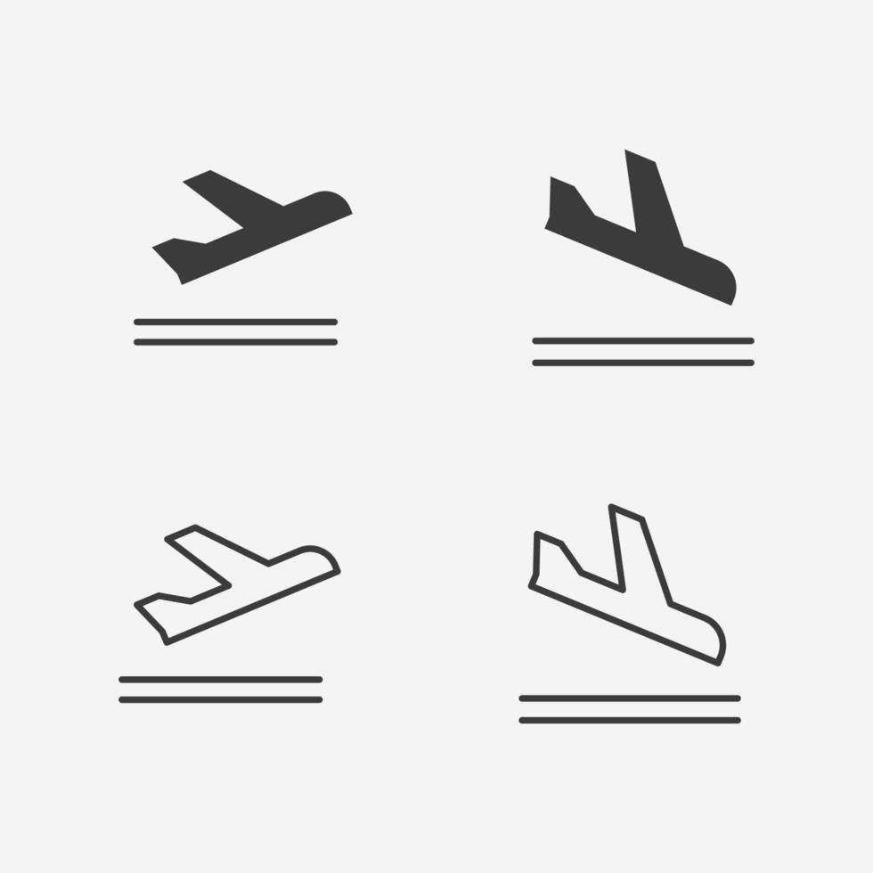vliegtuig, luchthaven, reis, vlak, vlieg, reis icoon vector reeks symbool teken