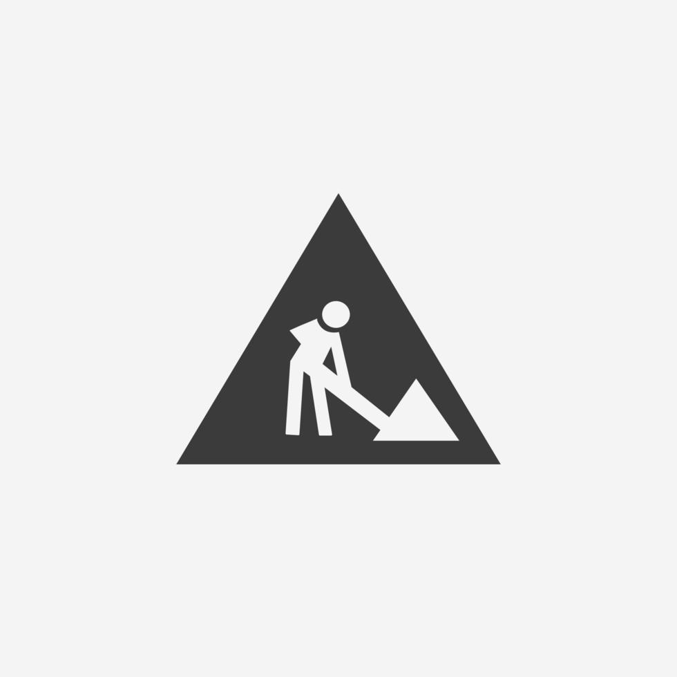 Gevaar, waarschuwing, weg, werk, bouw geïsoleerd icoon vector symbool teken