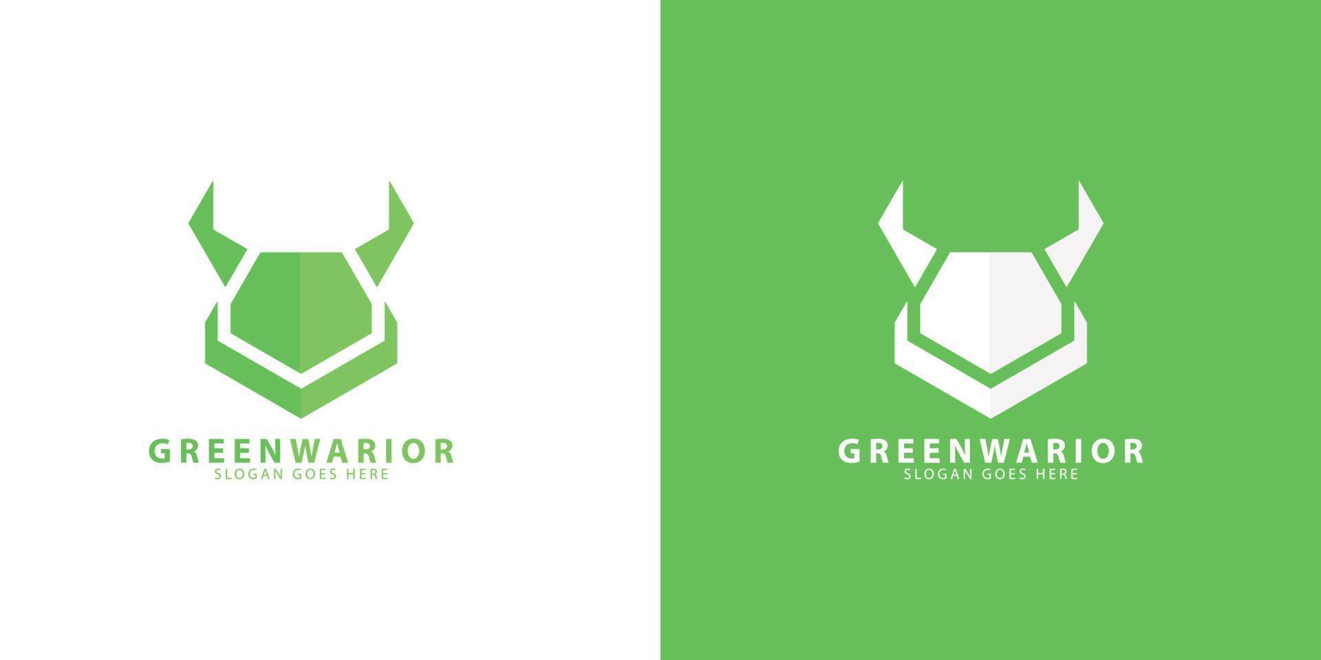 groen warior logo minimalistische ontwerp idee vector