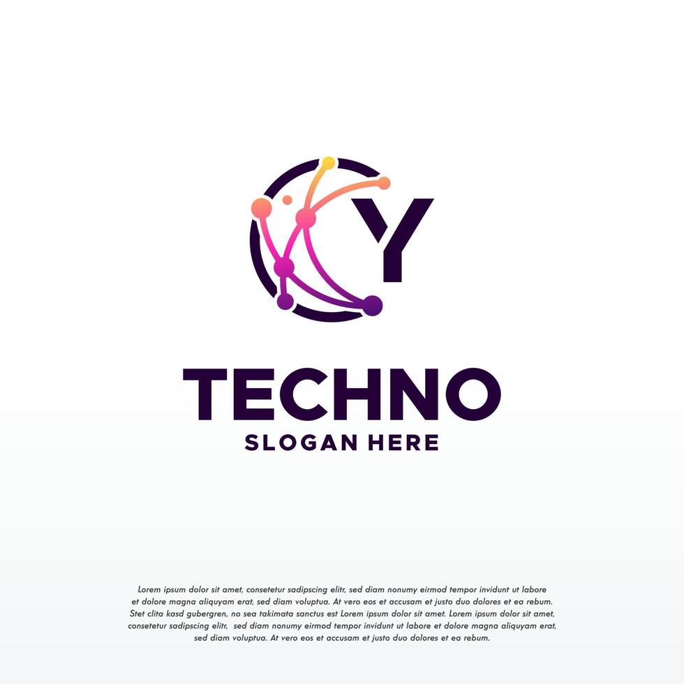 y eerste pixel technologie logo ontwerpen concept vector, netwerk internet digitaal draad logo vector