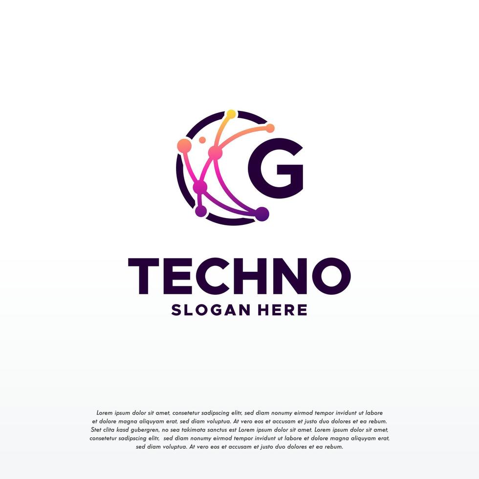 g eerste pixel technologie logo ontwerpen concept vector, netwerk internet digitaal draad logo vector