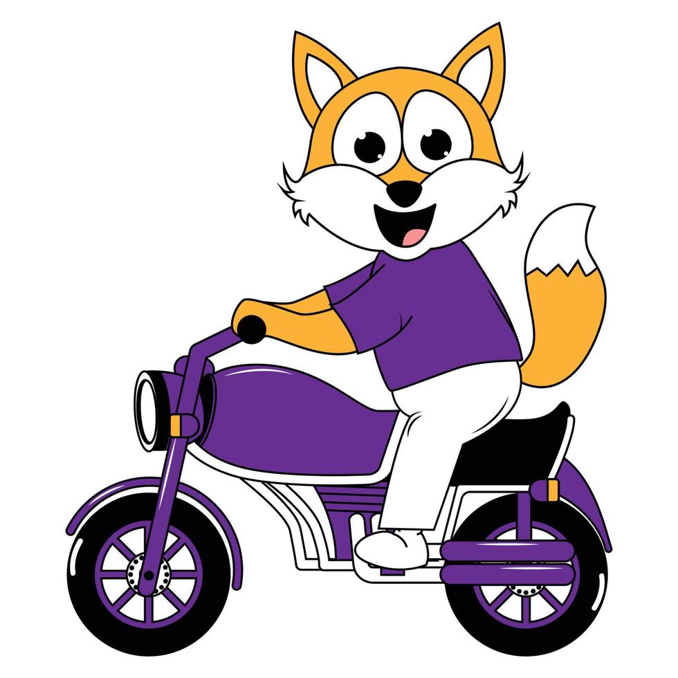 schattig dier tekenfilm rijden motorfiets vector