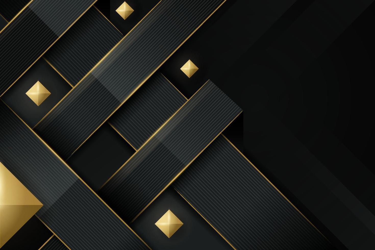 zwart abstract 3d achtergrond met goud details vector