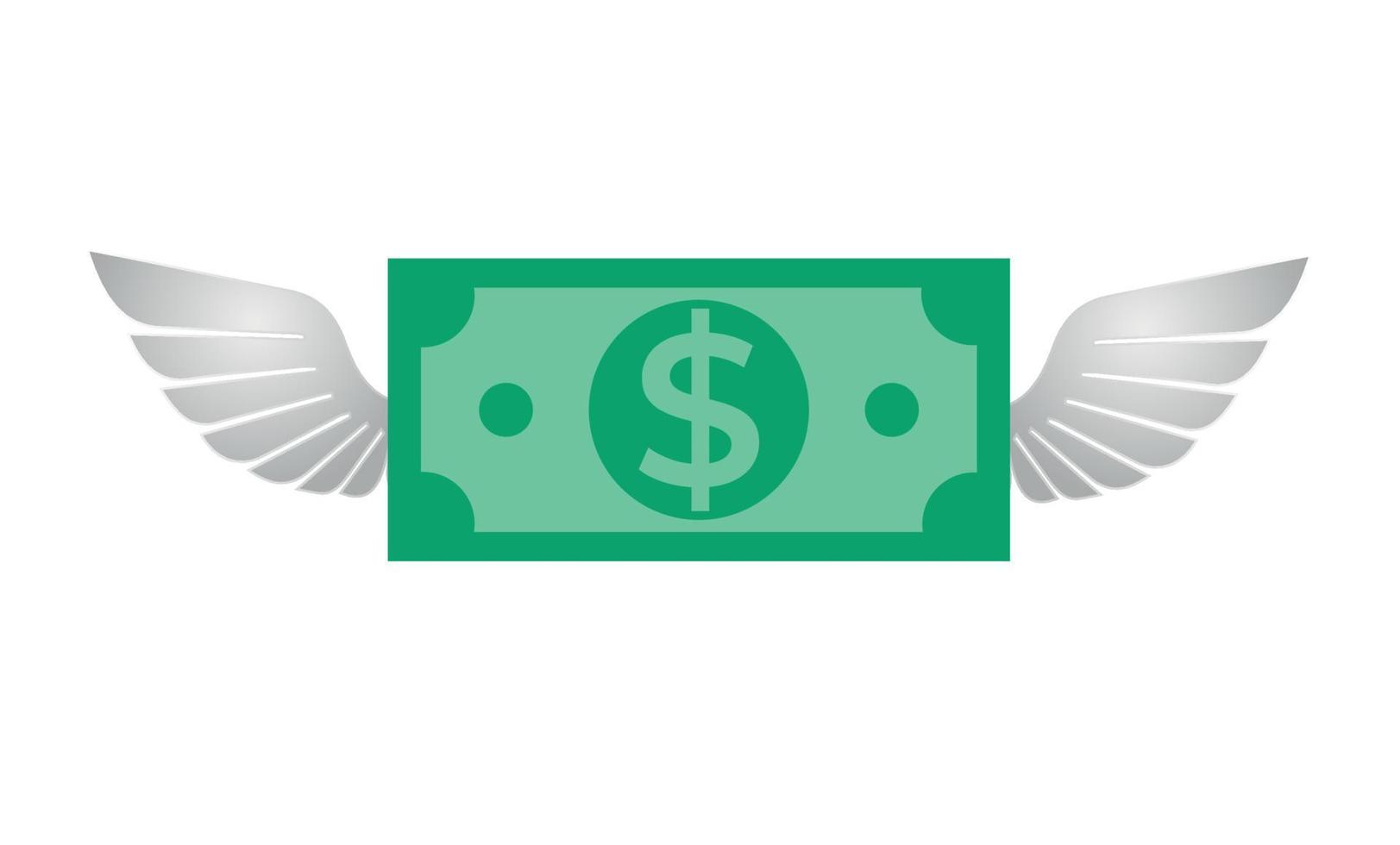 voorkant illustratie van geld met Vleugels Aan wit achtergrond vector