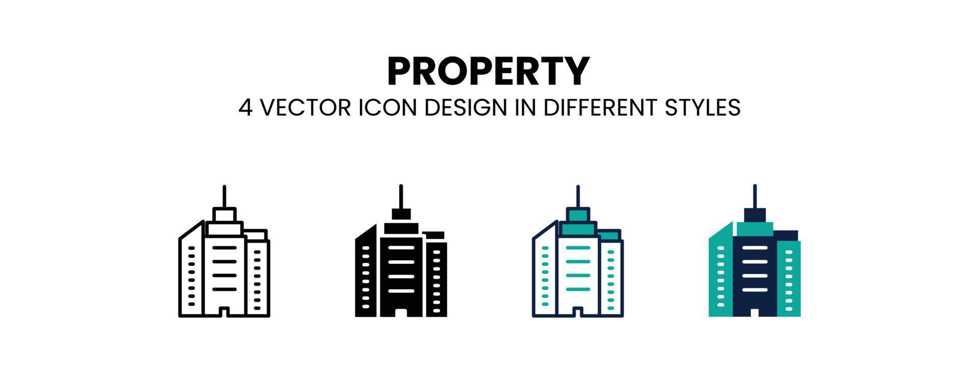 eigendom icoon in schets, dun lijn, stevig, gevulde en vlak stijl. vector illustratie van twee gekleurde en zwart eigendom vector pictogrammen ontwerpen kan worden gebruikt voor mobiel, ui, web