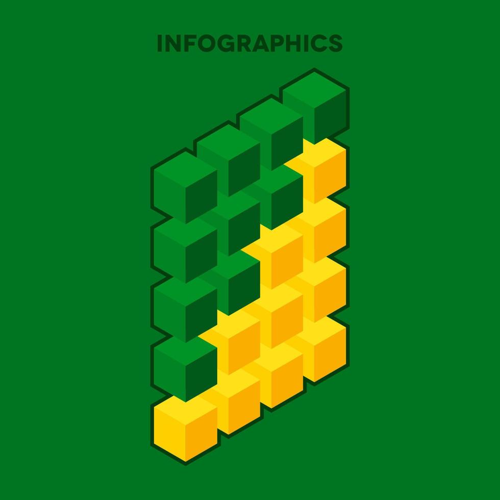 vlak infographics met kubussen en bedrade structuren vector