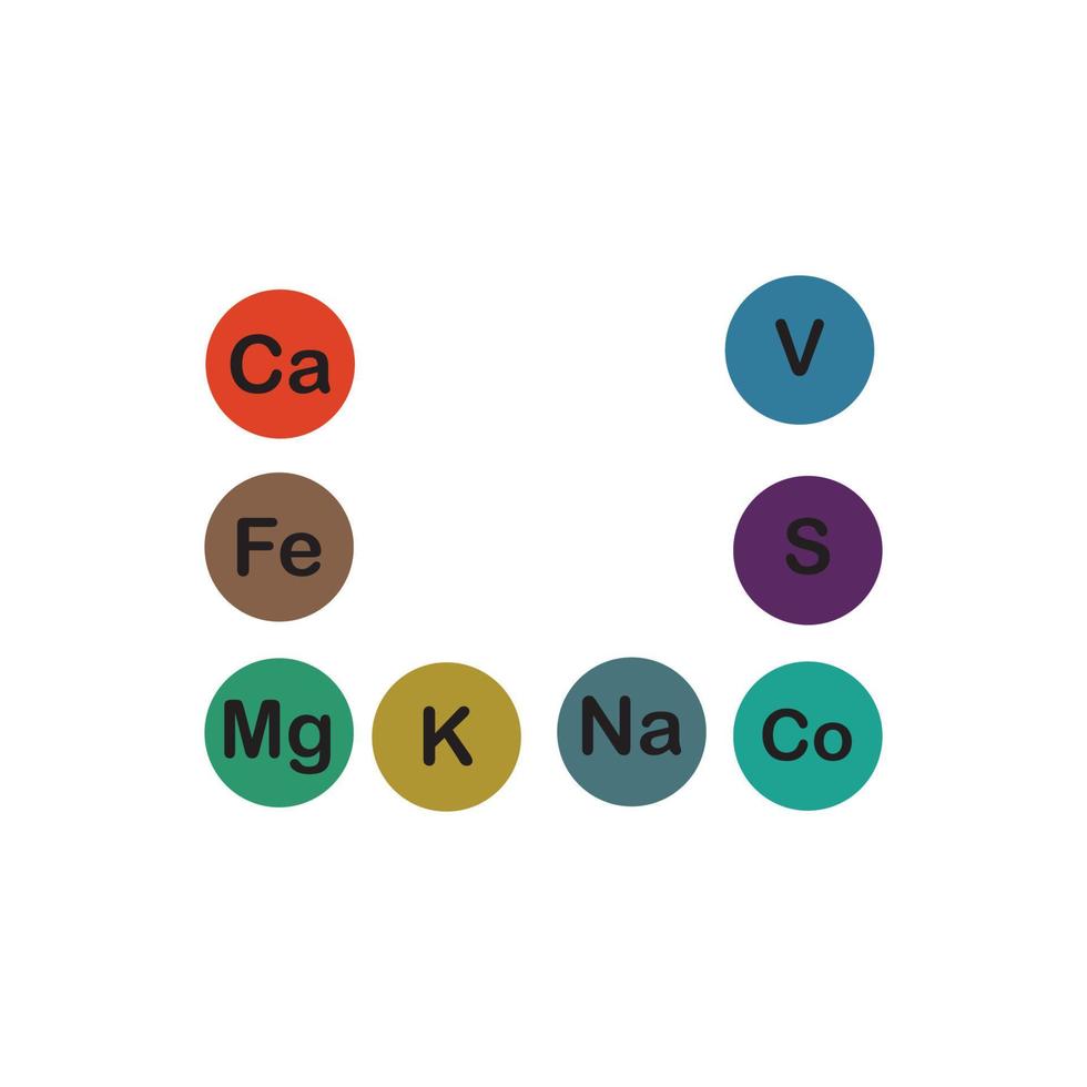 mineralen micro-elementen en macro elementen, nuttig voor menselijk Gezondheid. grondbeginselen van gezond aan het eten en gezond levensstijlen. vector