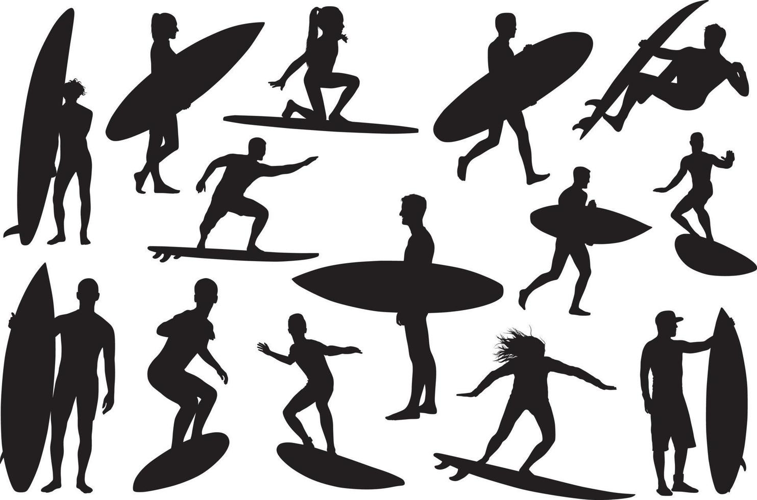 surfer silhouet reeks vector