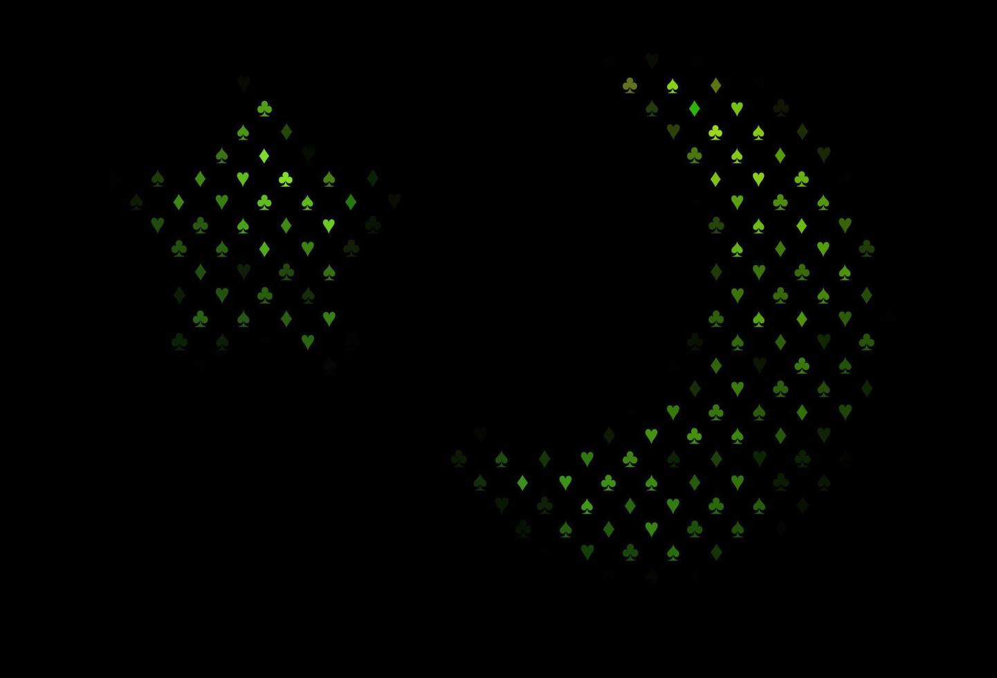 donkergroene vectorachtergrond met kaartentekens. vector