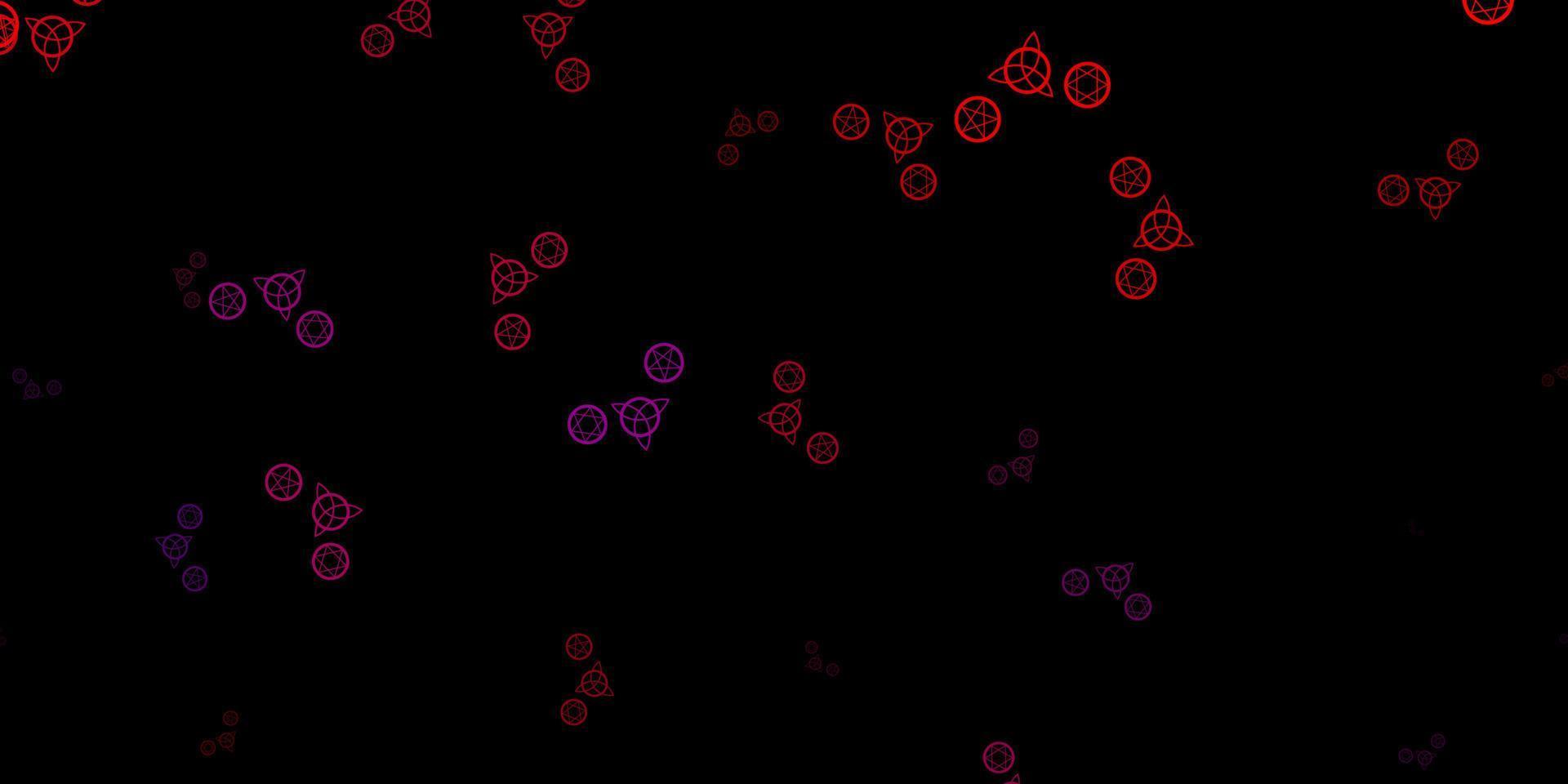 donkerroze, rood vectorpatroon met magische elementen. vector