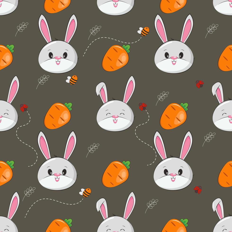 naadloos patroon konijn konijn met wortel, schattig tekenfilm illustratie vector