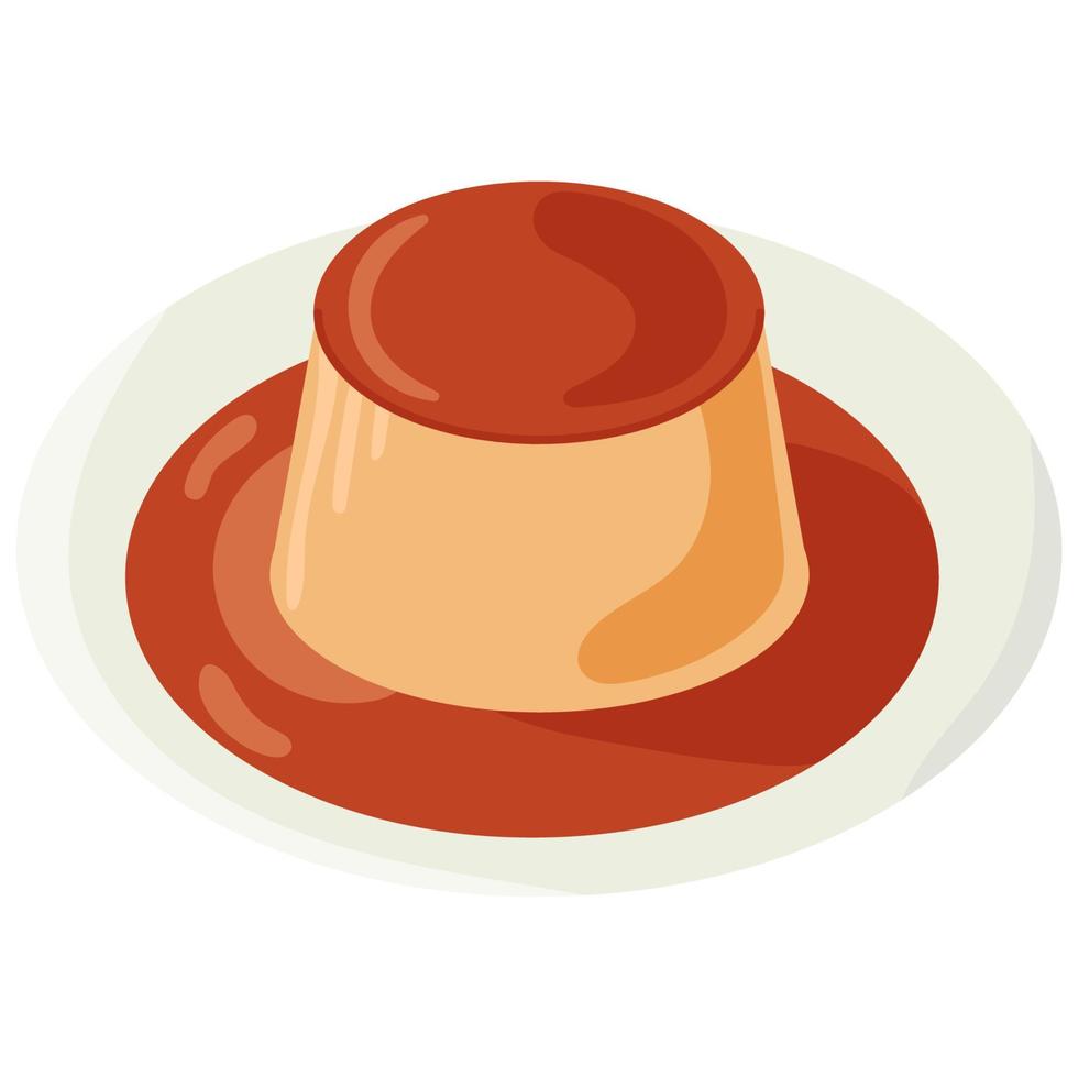 purine -Japans vla pudding bekroond met karamel saus. vector