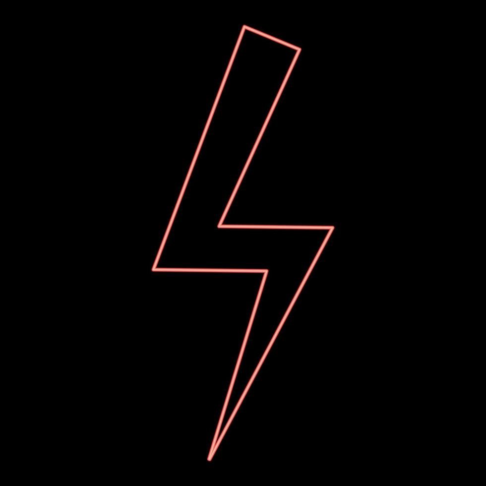 neon bliksem bout elektrisch macht flash blikseminslag rood kleur vector illustratie beeld vlak stijl