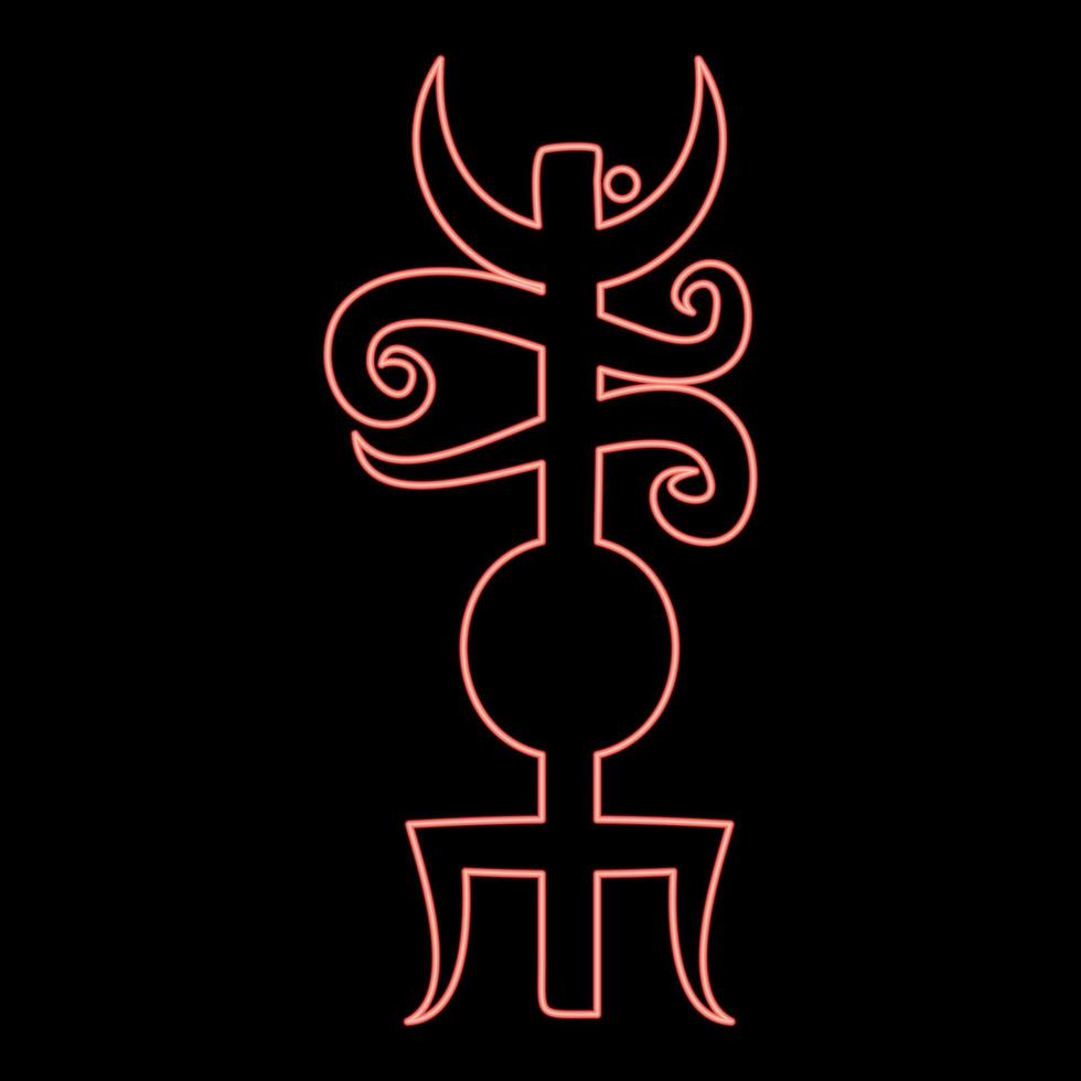 neon naam Odin rune rune verbergen de naam van Odin galdrastav rood kleur vector illustratie beeld vlak stijl