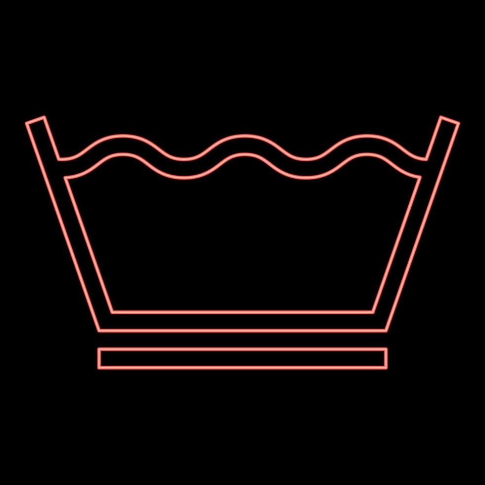 neon delicaat wassen kleren zorg symbolen het wassen concept wasserij teken rood kleur vector illustratie beeld vlak stijl