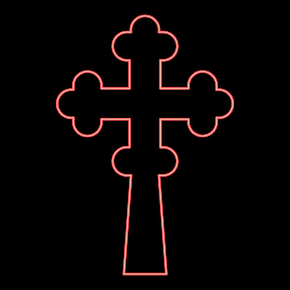 neon kruis klaverblad klaver Aan kerk koepel domicilie met besnoeiing kruis monogram religieus kruis rood kleur vector illustratie beeld vlak stijl