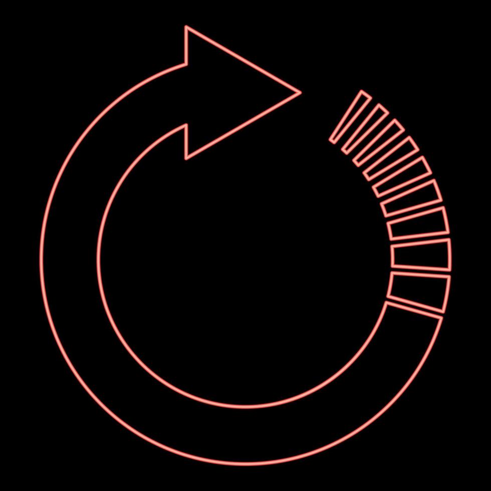 neon cirkel pijl met staart effect circulaire pijlen vernieuwen bijwerken concept rood kleur vector illustratie beeld vlak stijl