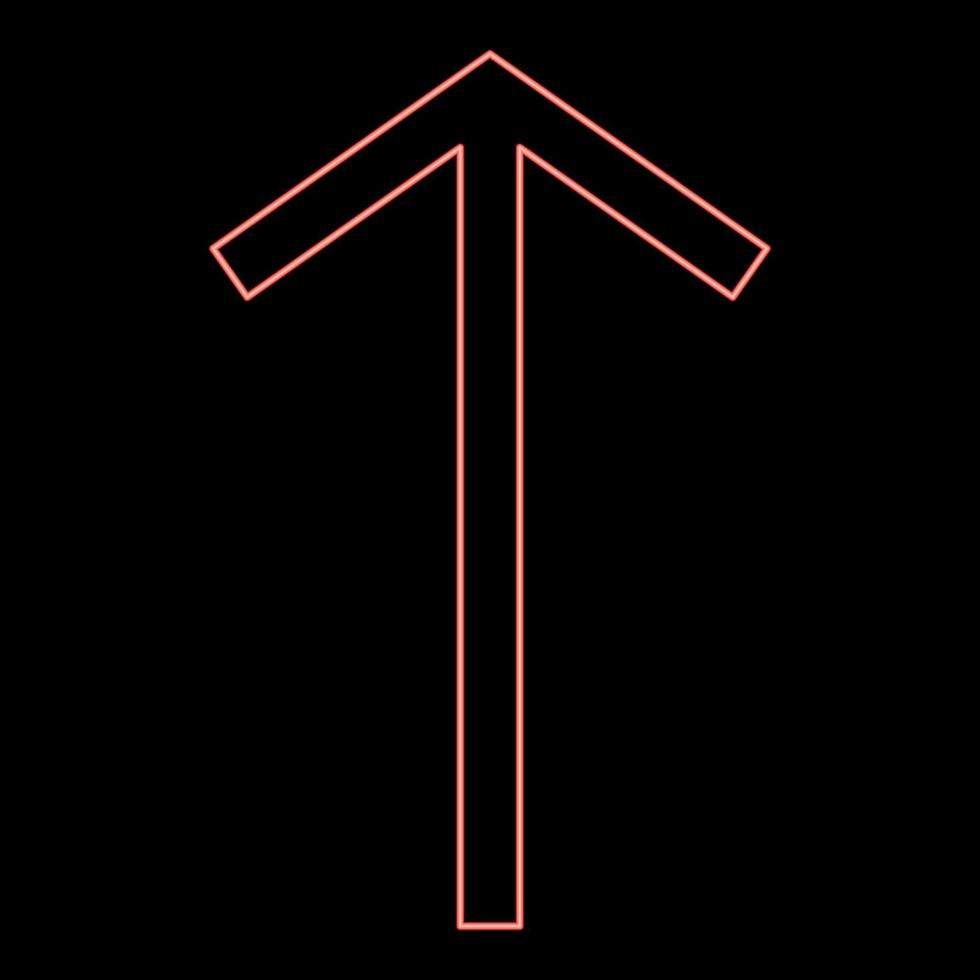 neon teiwaz rune telwaz tyr krijger symbool rood kleur vector illustratie beeld vlak stijl