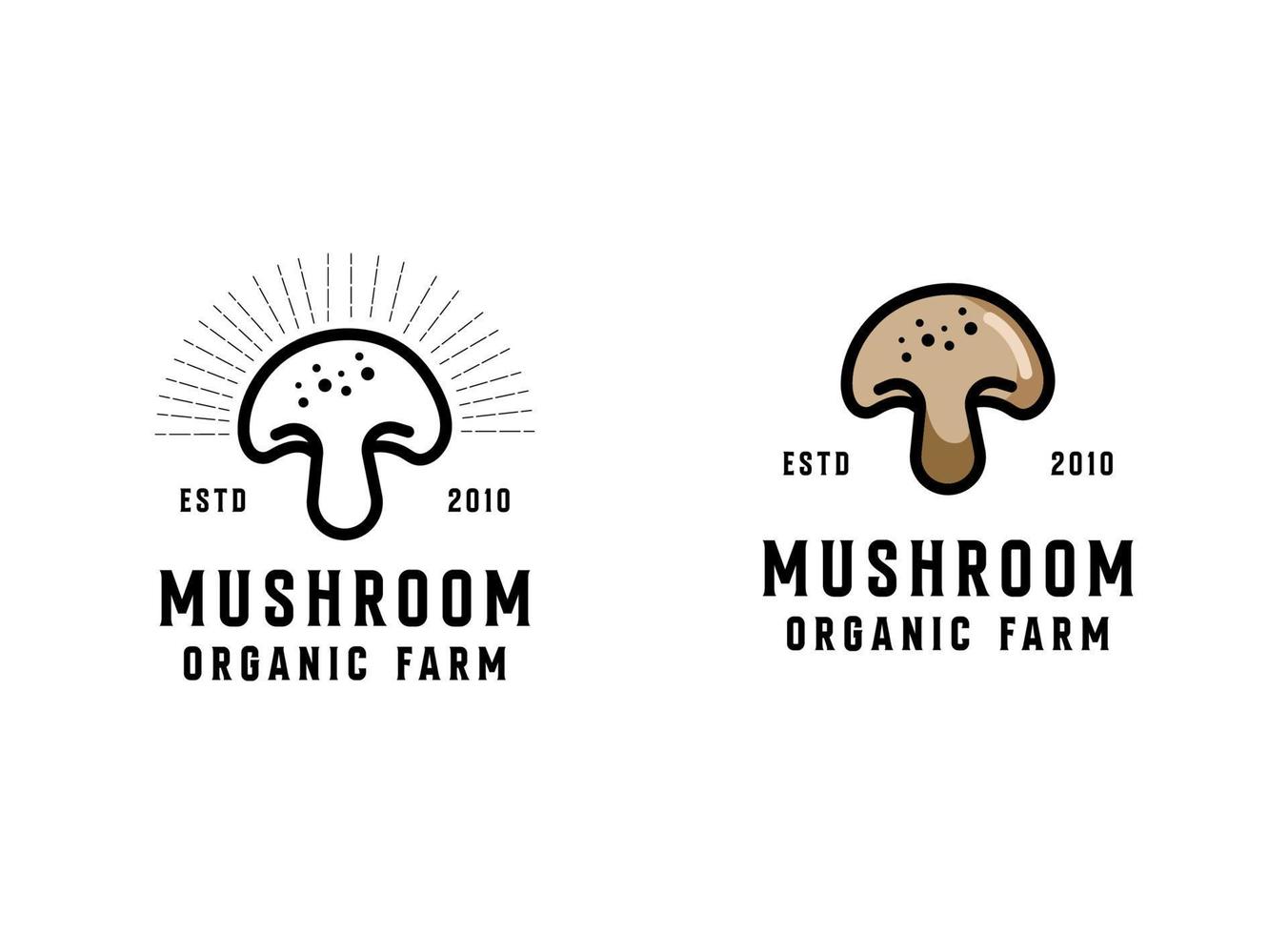 paddestoel boerderij logo wijnoogst vector illustratie ontwerp, champignon paddestoel logo ontwerp