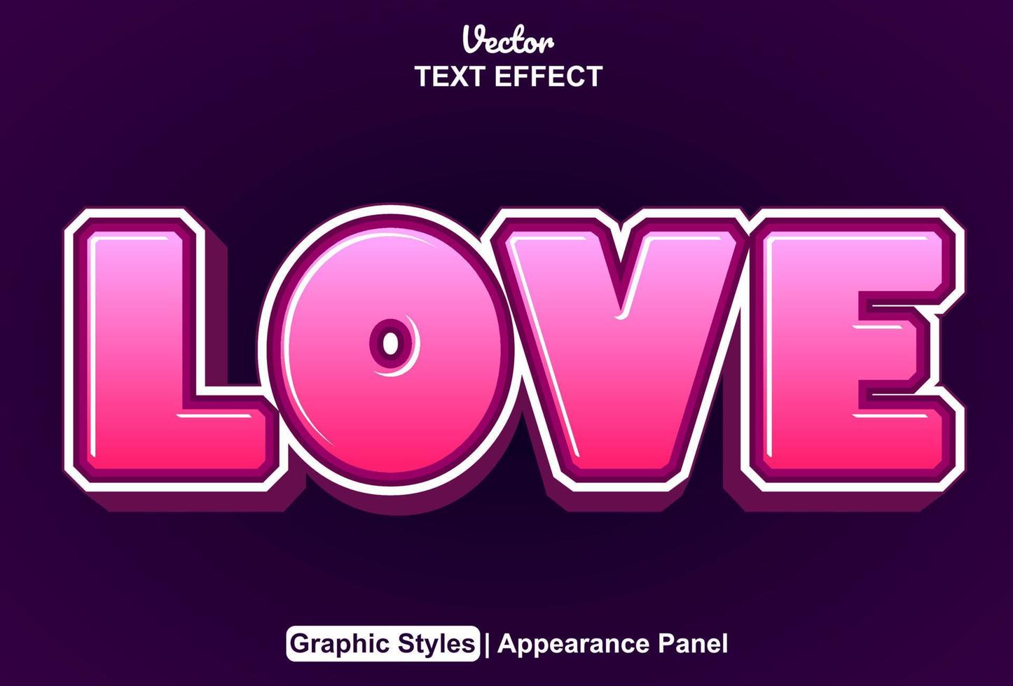 liefde tekst effect met grafisch stijl en bewerkbaar. vector