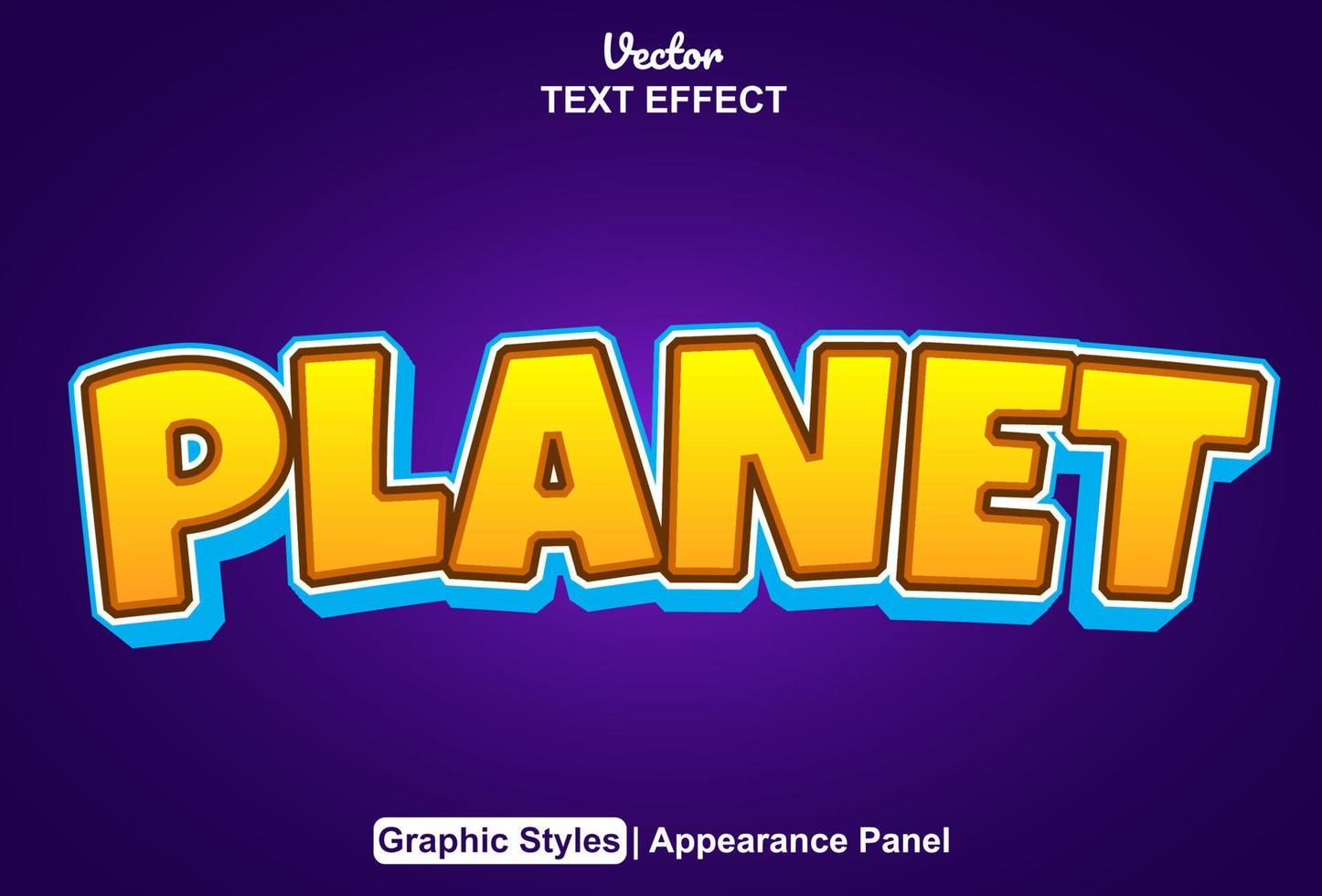 planeet tekst effect met grafisch stijl en bewerkbaar. vector