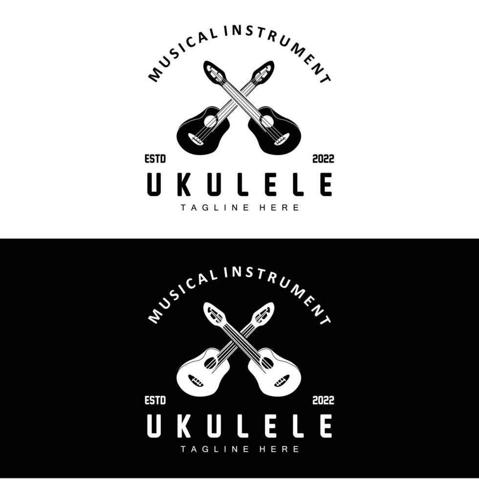 minimalistische ukulele muziek- logo ontwerp, ukulele gitaar vector. ukelele logo ontwerp vector