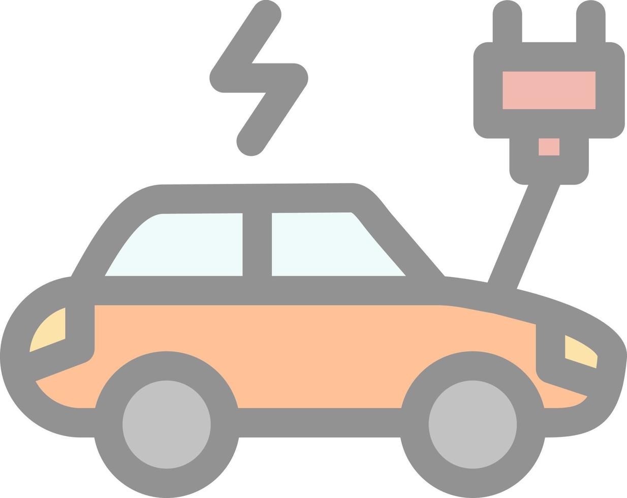 elektrische auto platte pictogram vector