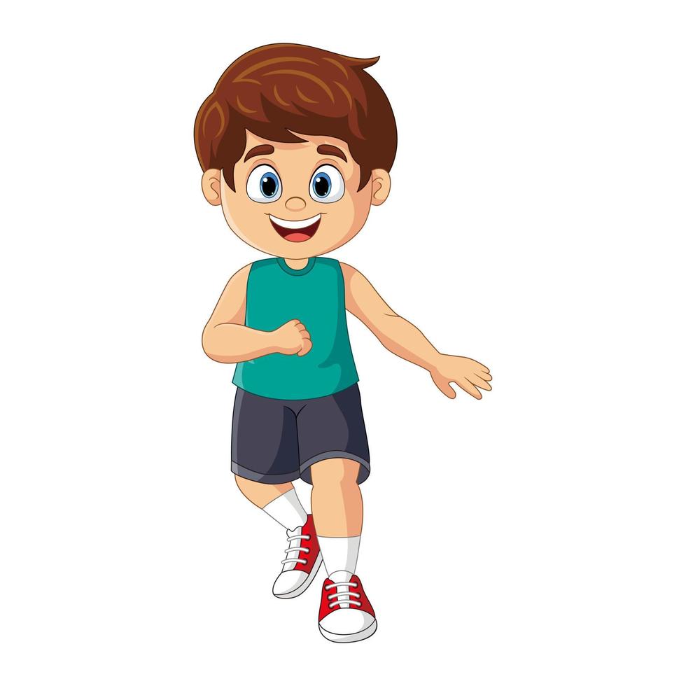 vector tekenfilm gelukkig jongen rennen