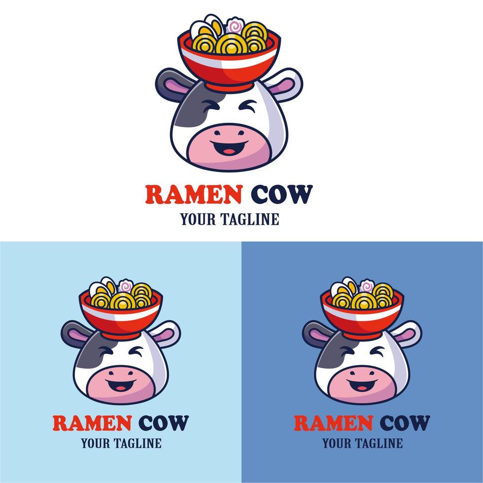 vector schattig koe met een kom van ramen Aan zijn hoofd logo mascotte