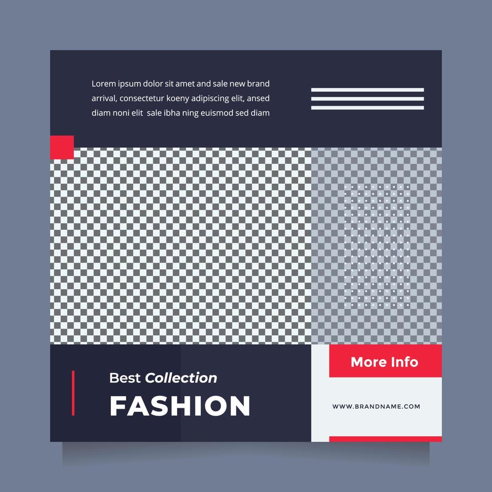 creatief, modern en minimalistische mode uitverkoop sociaal media post en banier ontwerp sjabloon. schoon sjabloon met modern blauw en rood kleur combinatie voor Promotie merk mode en schoonheid Product vector