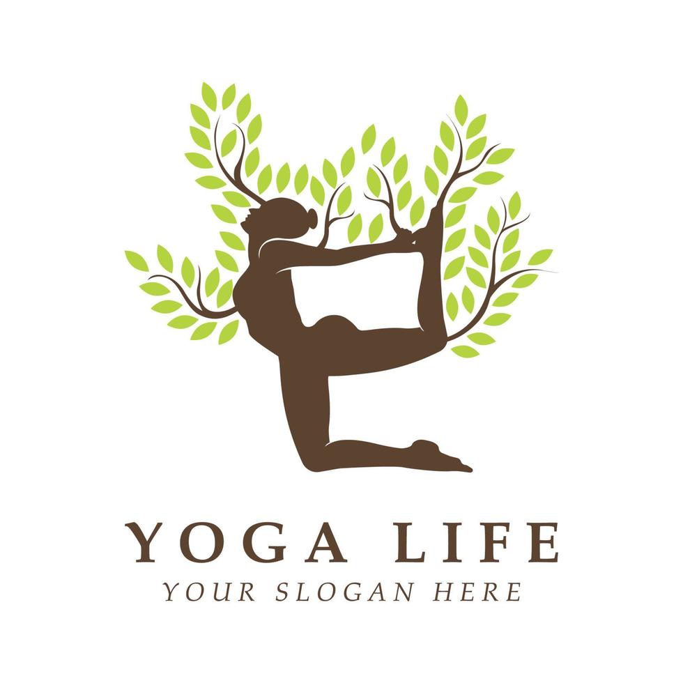 yoga logo en vector met leuze sjabloon