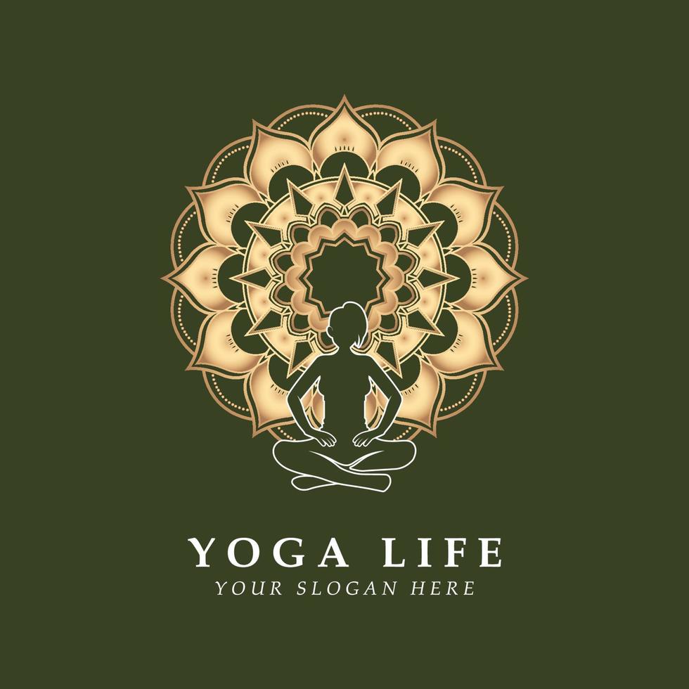 yoga logo en vector met leuze sjabloon