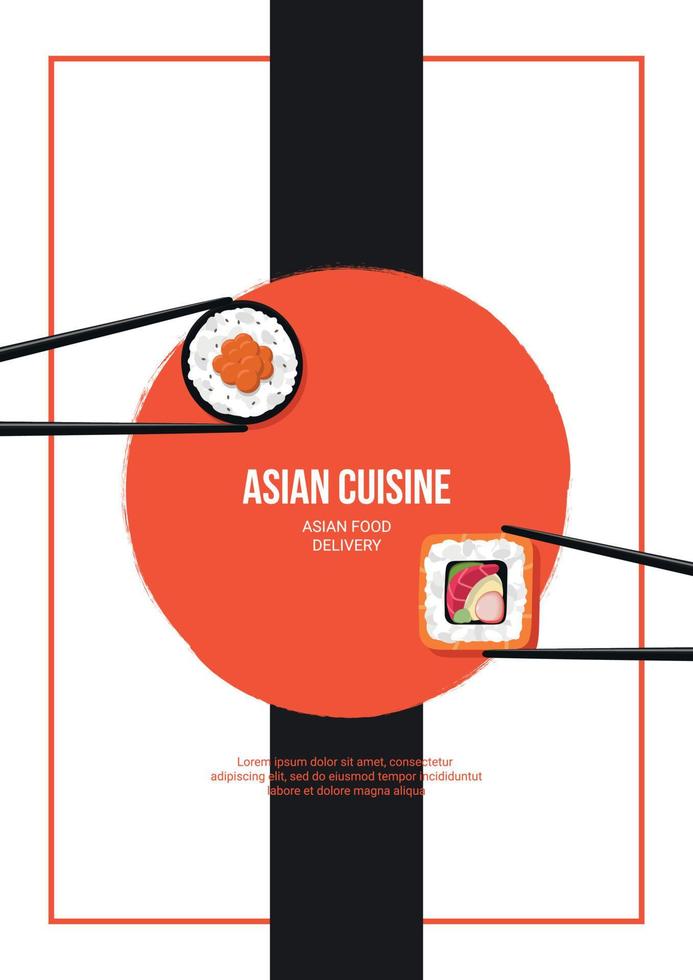 folder ontwerp met broodjes. Japans Aziatisch voedsel, menu, dining concept in een restaurant. vector illustratie. banier, folder, promo, reclame.