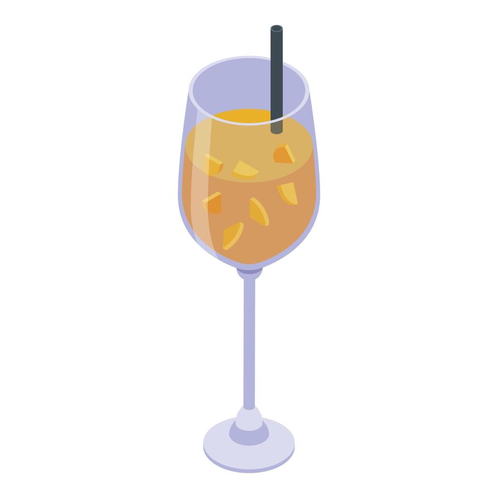cocktail plak oranje icoon, isometrische stijl vector
